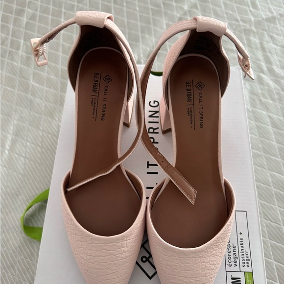 Call It Spring Blush Pink Textured Heels - Picture 2 of 3